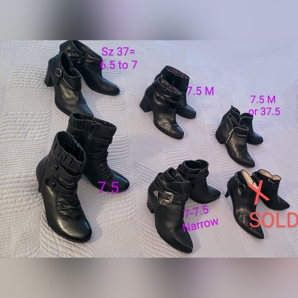 Bundle  of 5 Leather Booties all between 6.5 to 7.5 M - Picture 2 of 16
